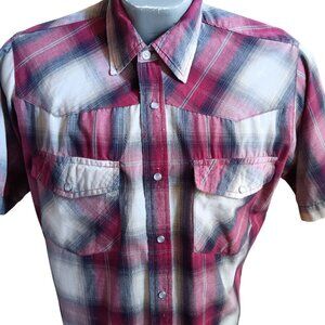Vintage Men's Y2K Western Shirt Medium Canyon Guide Outfitters Plaid Cowboy
